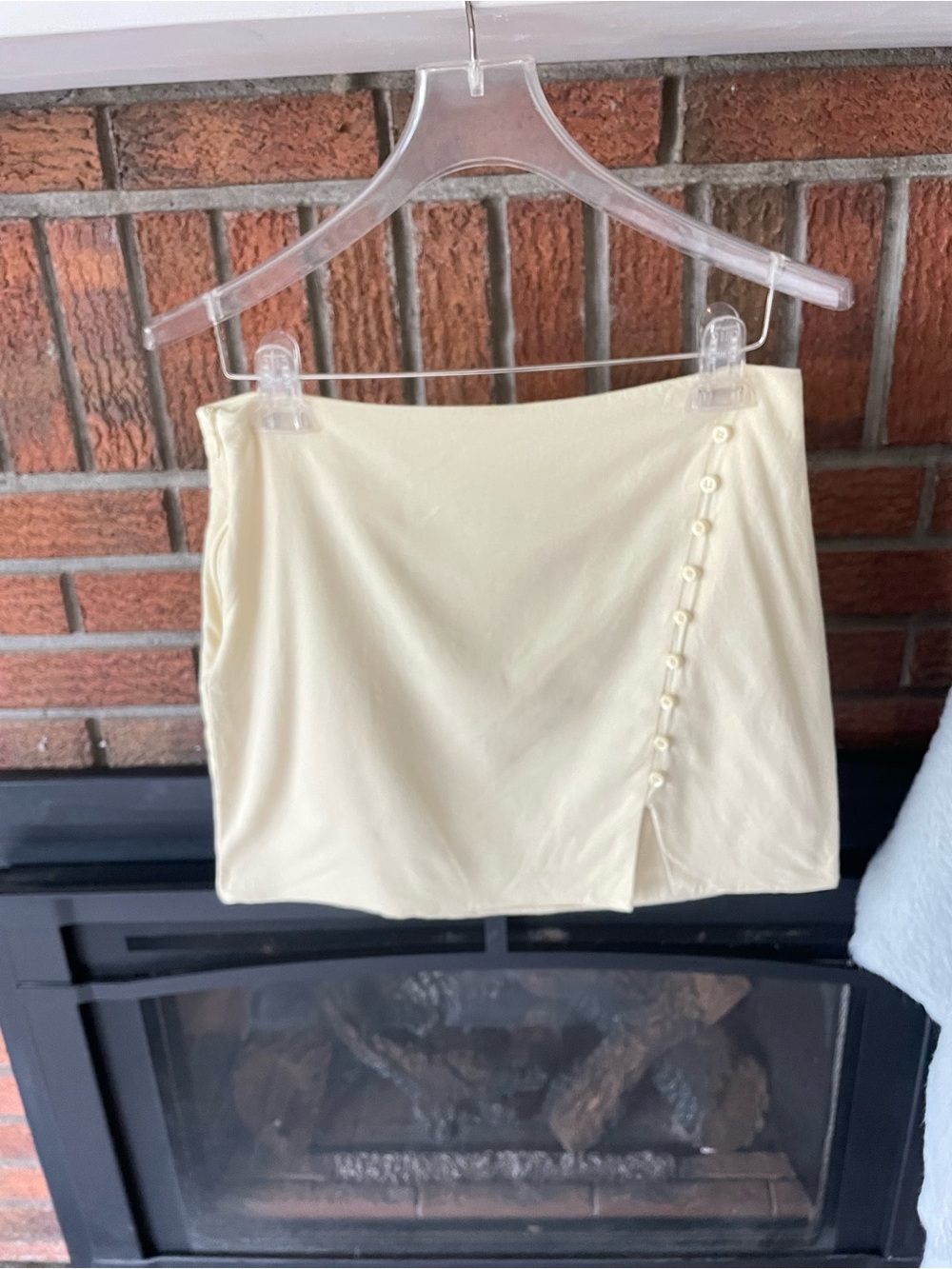 Butter yellow linen Mini Skirt